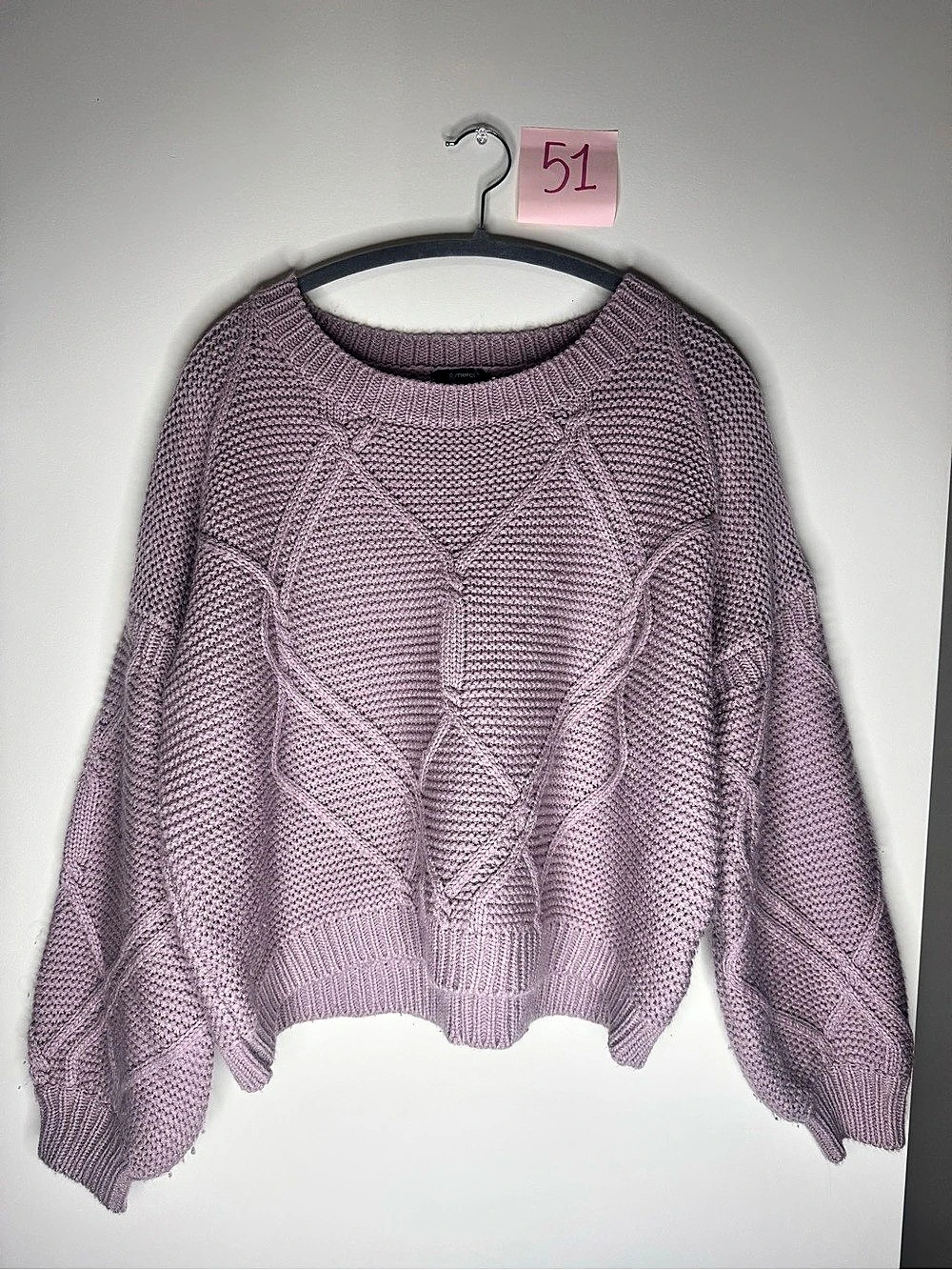 &merci Cable Knit Sweater in Purple Size Medium/Large